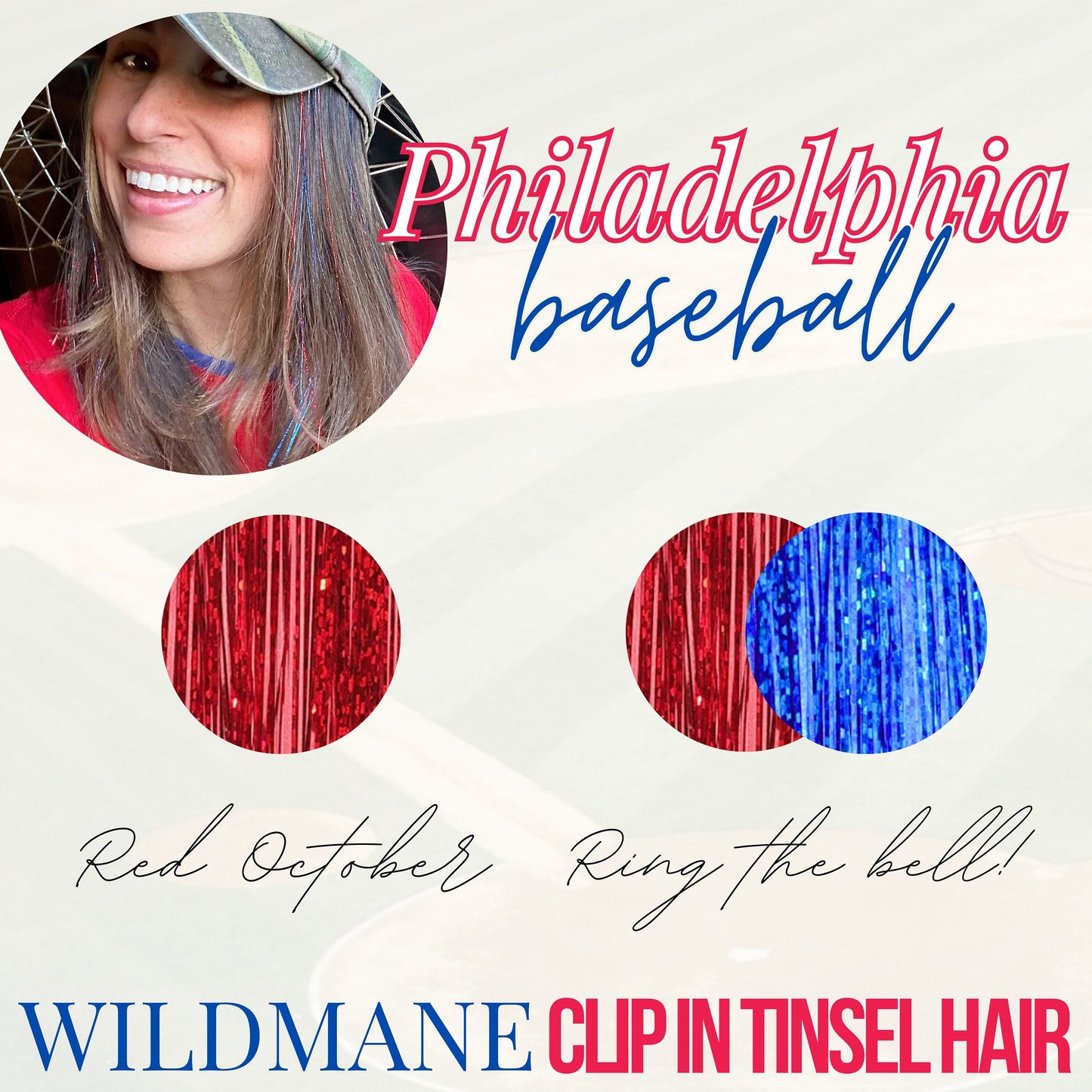 Philly Baseball Tinsel Hair Clips Philly Red and Blue Hair Clips Reusable Fairy Hair Accessories for Game Day Philadelphia