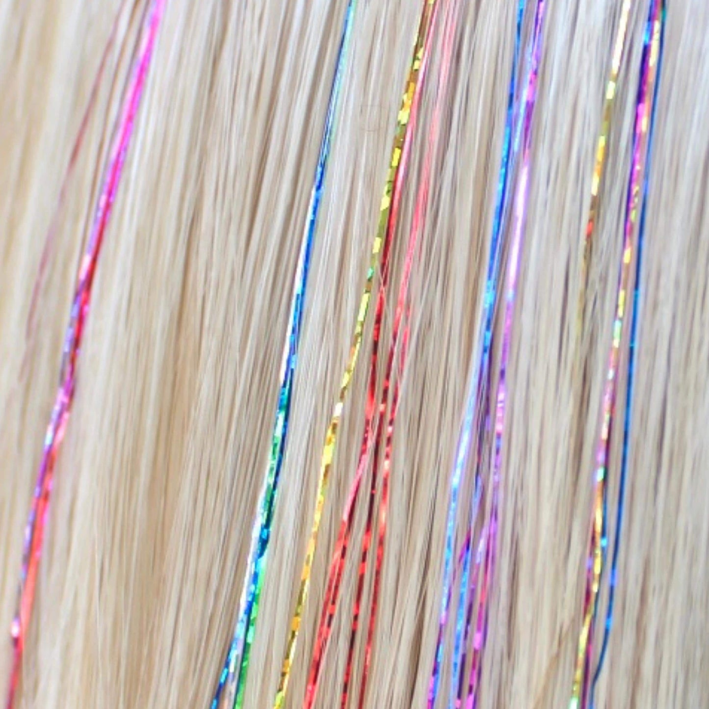 RED 48" Hair Tinsel Heat Resistant Fairy Hair Bling Strands Salon Quality Sparkly Hair Jewelry Shimmer Accessories for Kids, Glittery Gifts
