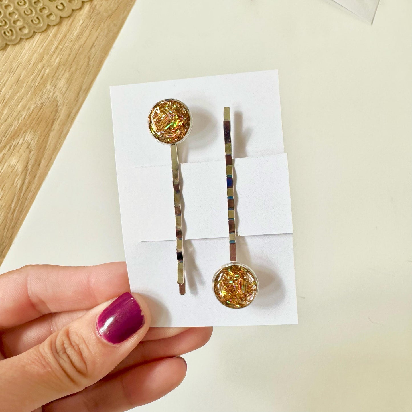 Set of Two Glittery Gold Gift Ideas for Girls Tinsel Hair Accessories for Teens and Women