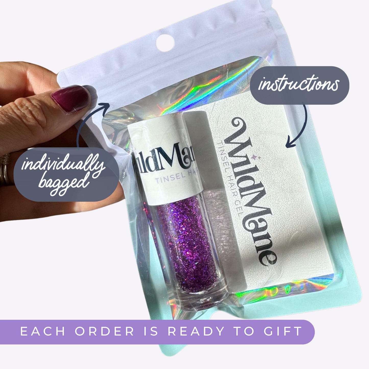 SILVER Glitter Hair Gel Medium Hold Tinsel Sparkly Hair Accessories for Kids Party Gift, School Spirit, and Gifts Under 10 dollars