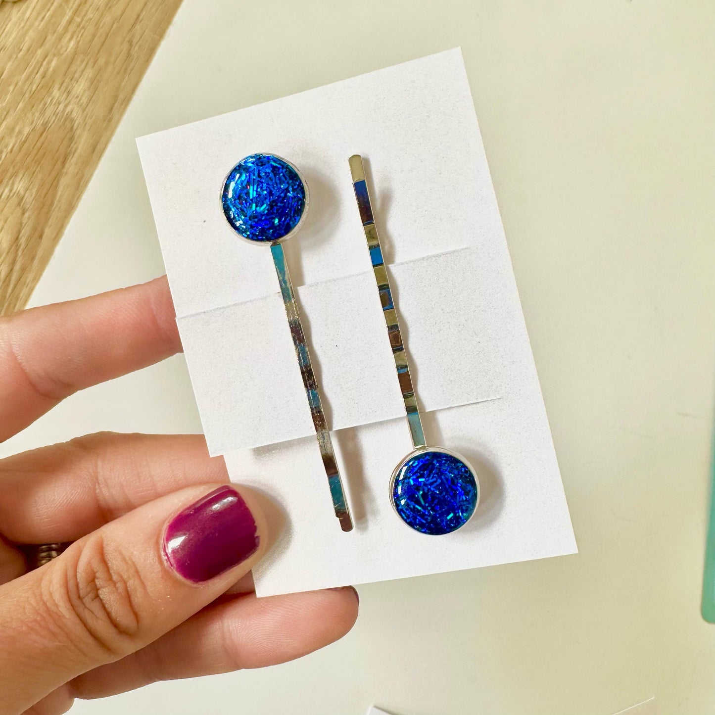 Set of Two Glittery Blue Gift Ideas for Girls Tinsel Hair Accessories for Teens and Women