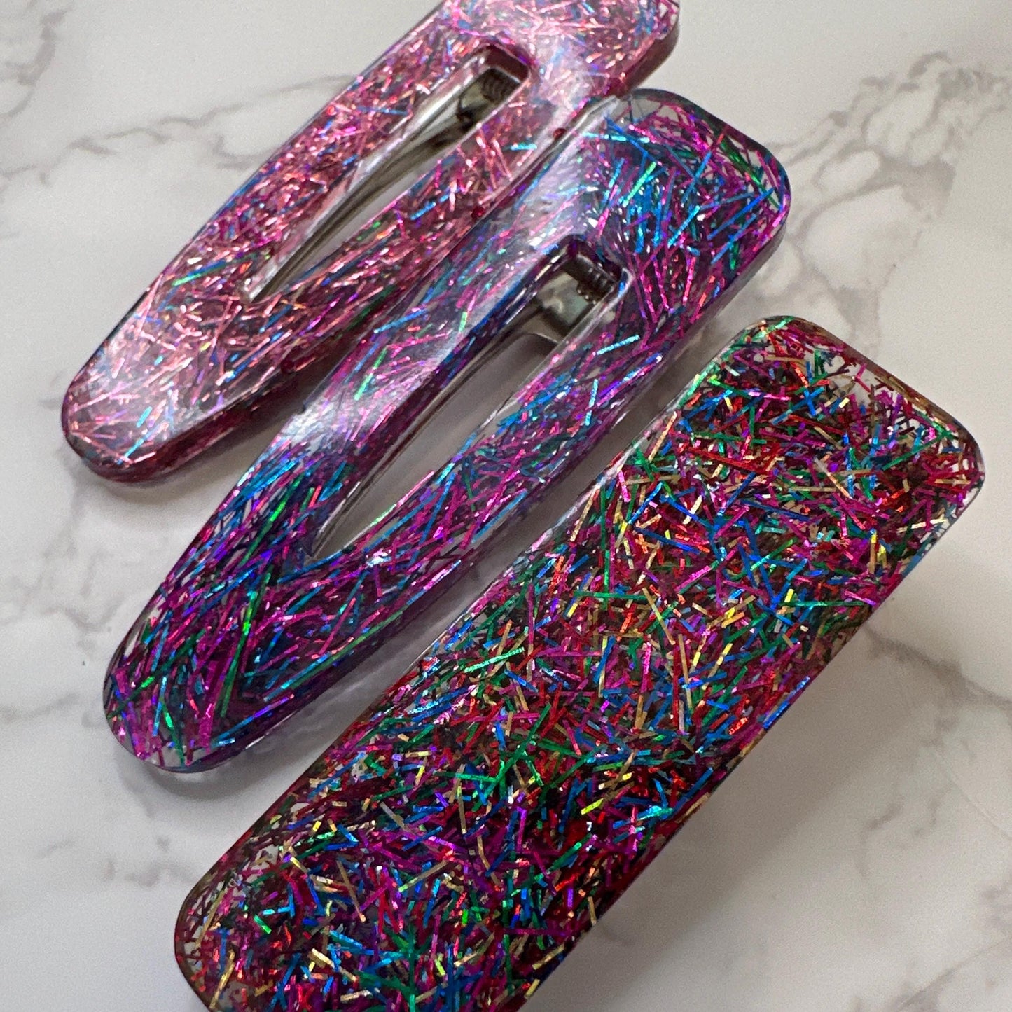 Mystery Resin Tinsel Hair Clip Surprise Alligator Clip Sparkly Rainbow Hair Accessories Gifts for Kids Teens Stocking Stuffers Under 10