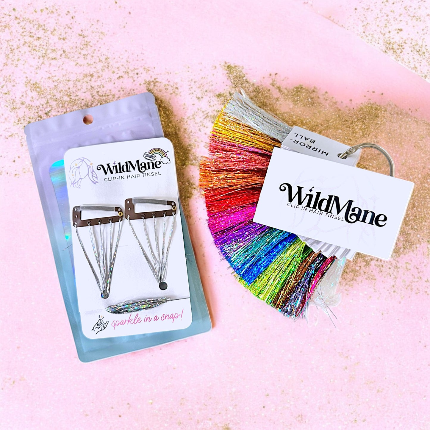 Clip in Hair Tinsel Extensions - Set of Two Clips