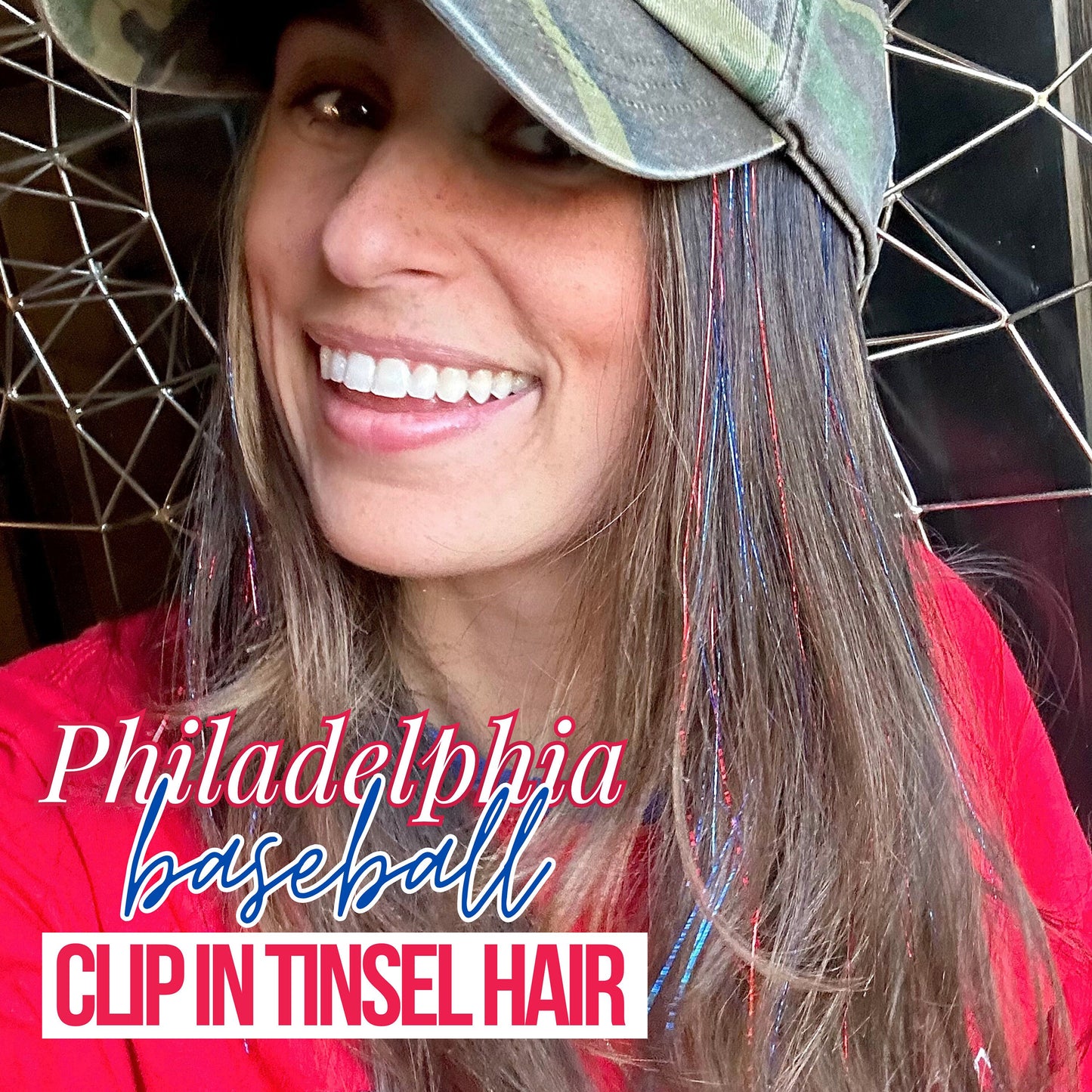 Philly Baseball Tinsel Hair Clips Philly Red and Blue Hair Clips Reusable Fairy Hair Accessories for Game Day Philadelphia