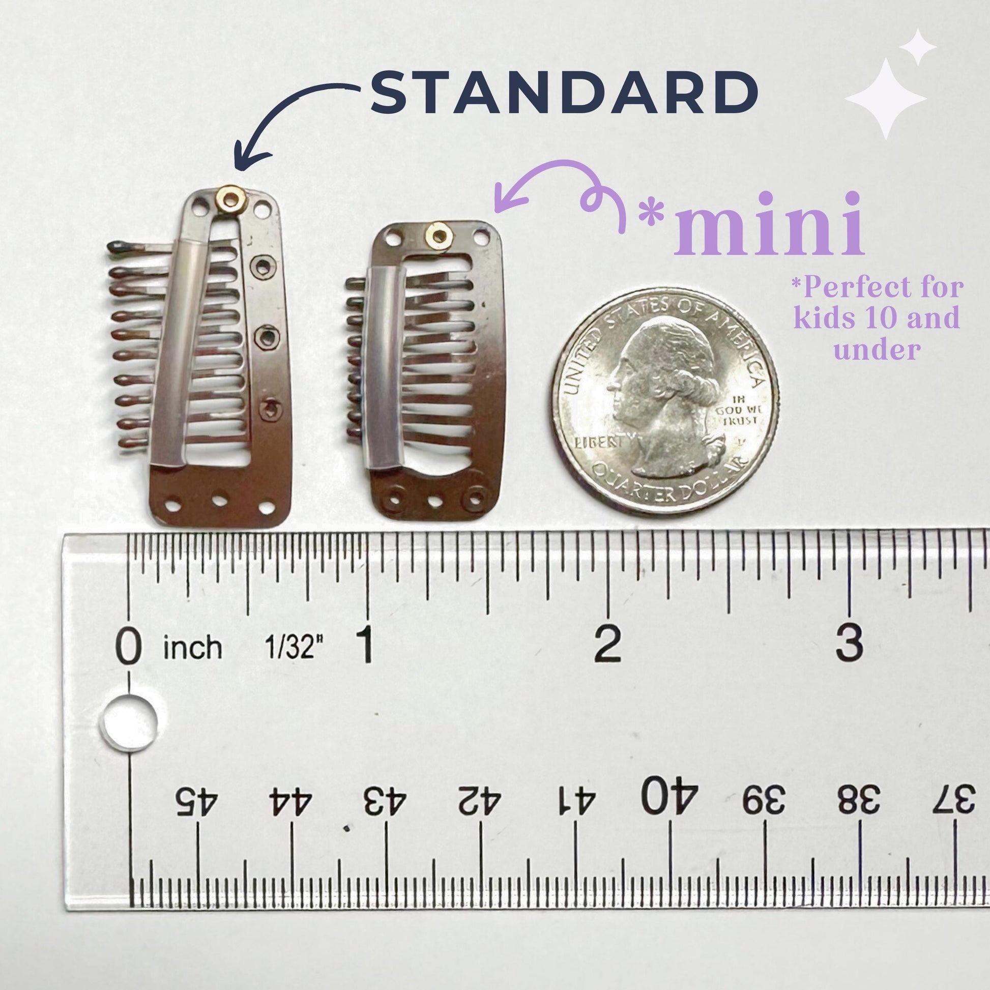 Two clip sizes available for wildmane tinsel hair tinsel clips.Standard and small sizes available.