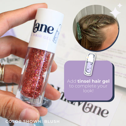 Blush color tinsel hair gel add on perfect for gifting.  Hair accessories for short hair.  Hair accessories for festivals and long hair. Hair accessories for short hair. Hair accessories for updos.