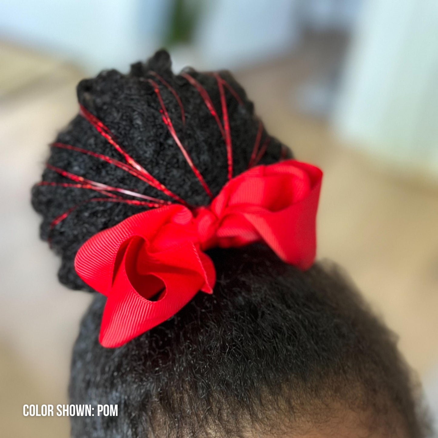 RED 48" Hair Tinsel Heat Resistant Fairy Hair Bling Strands Salon Quality Sparkly Hair Jewelry Shimmer Accessories for Kids, Glittery Gifts
