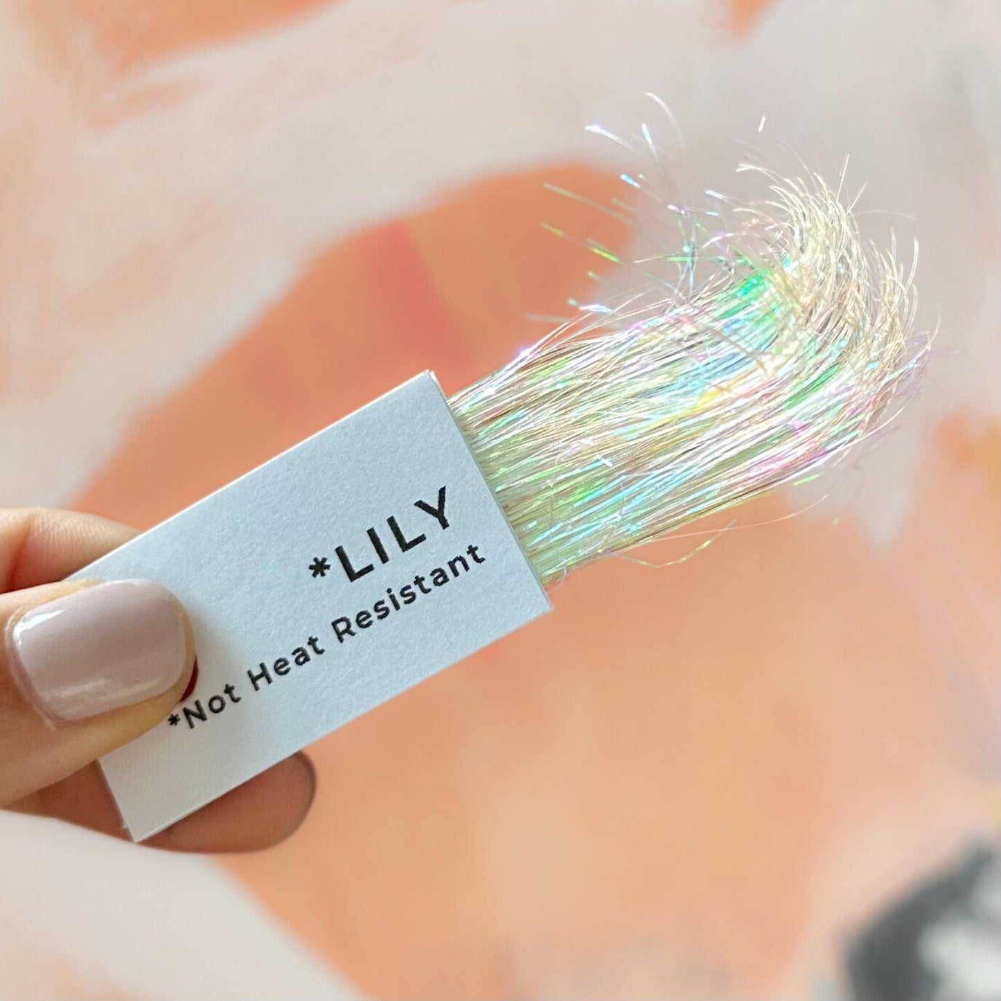 holographic white tinsel hair fairy hair