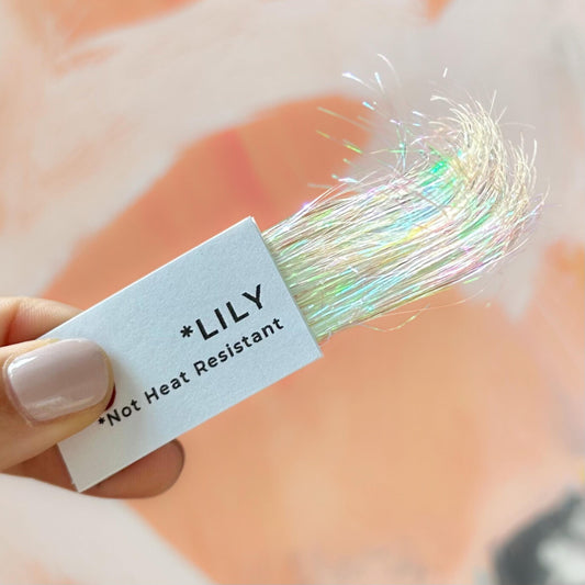 holographic white tinsel hair fairy hair