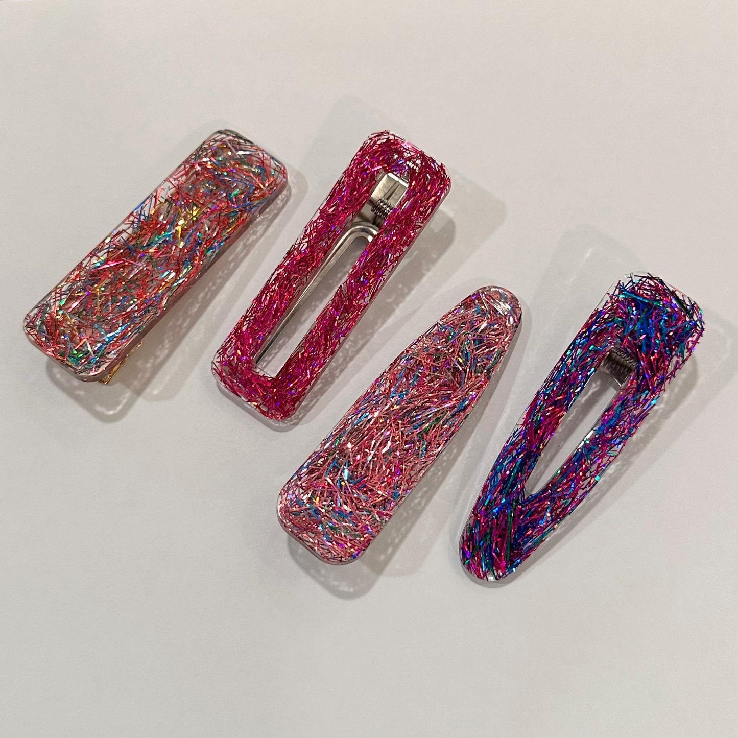 Resin Tinsel Hair Clip Sparkly Alligator Clip Hair Accessories Gifts for Kids, Teens and Adult Stocking Stuffers Holiday Gifts Under 10