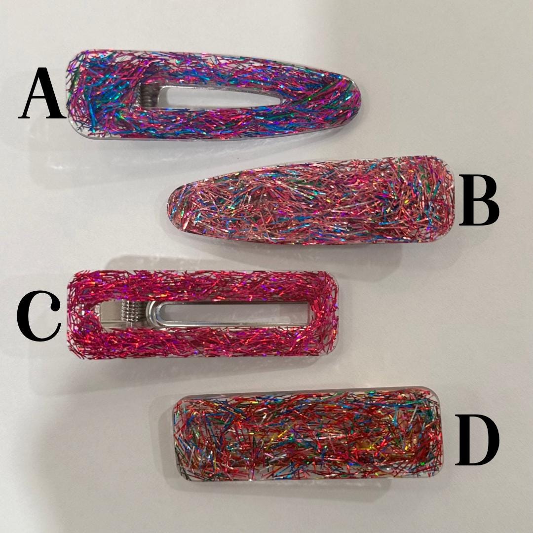 Resin Tinsel Hair Clip Sparkly Alligator Clip Hair Accessories Gifts for Kids, Teens and Adult Stocking Stuffers Holiday Gifts Under 10