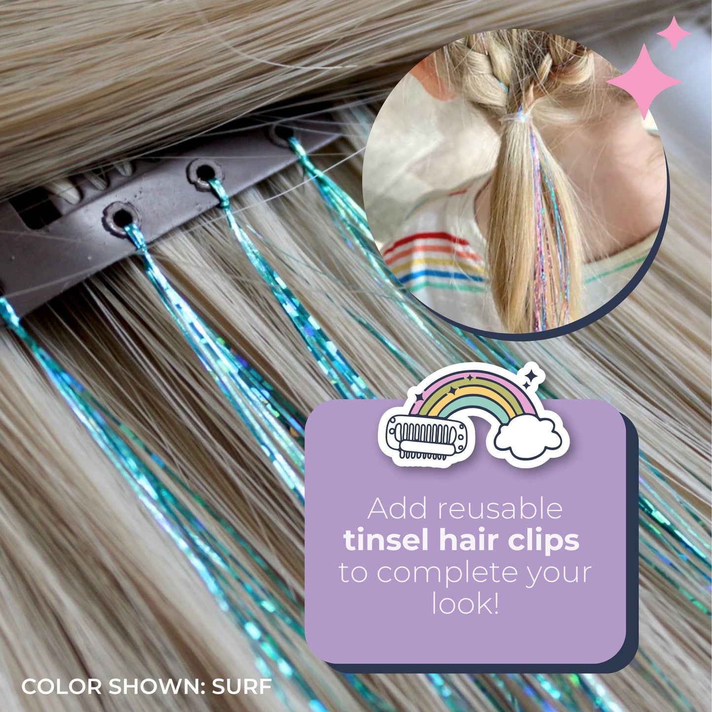 SILVER Glitter Hair Gel Medium Hold Tinsel Sparkly Hair Accessories for Kids Party Gift, School Spirit, and Gifts Under 10 dollars