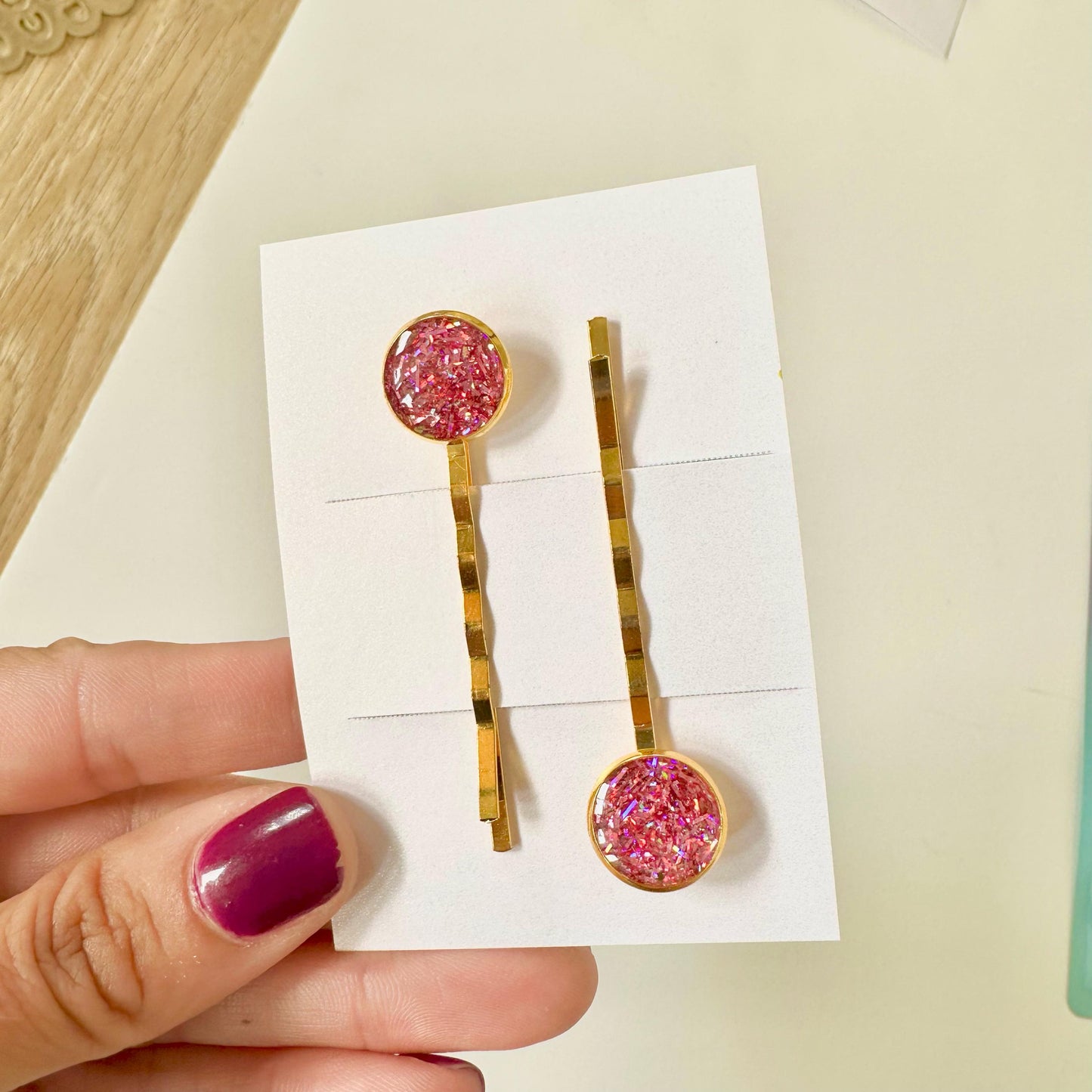 Set of Two Glittery Pink Gift Ideas for Girls Tinsel Hair Accessories for Teens and Women