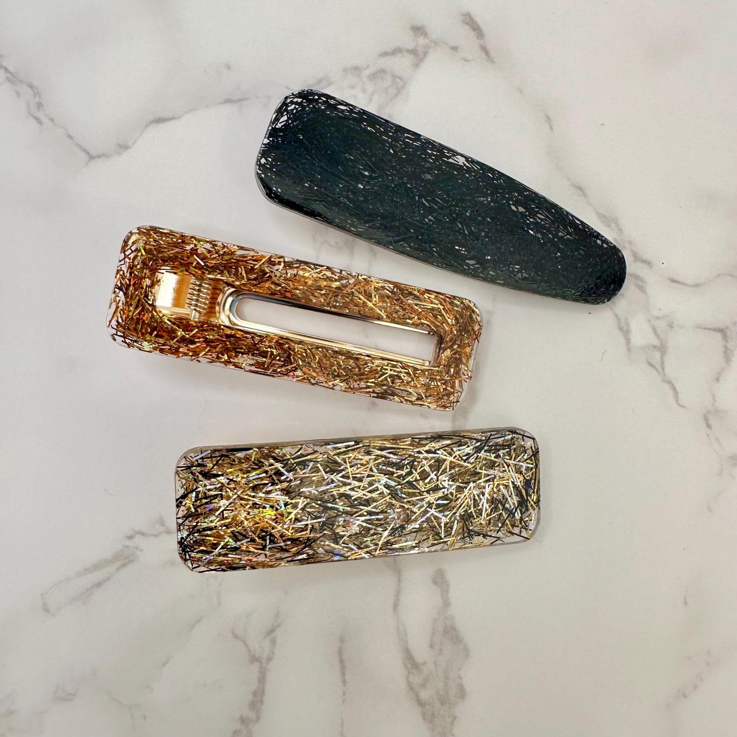 Mystery Resin Tinsel Hair Clip Surprise Alligator Clip Sparkly Rainbow Hair Accessories Gifts for Kids Teens Stocking Stuffers Under 10
