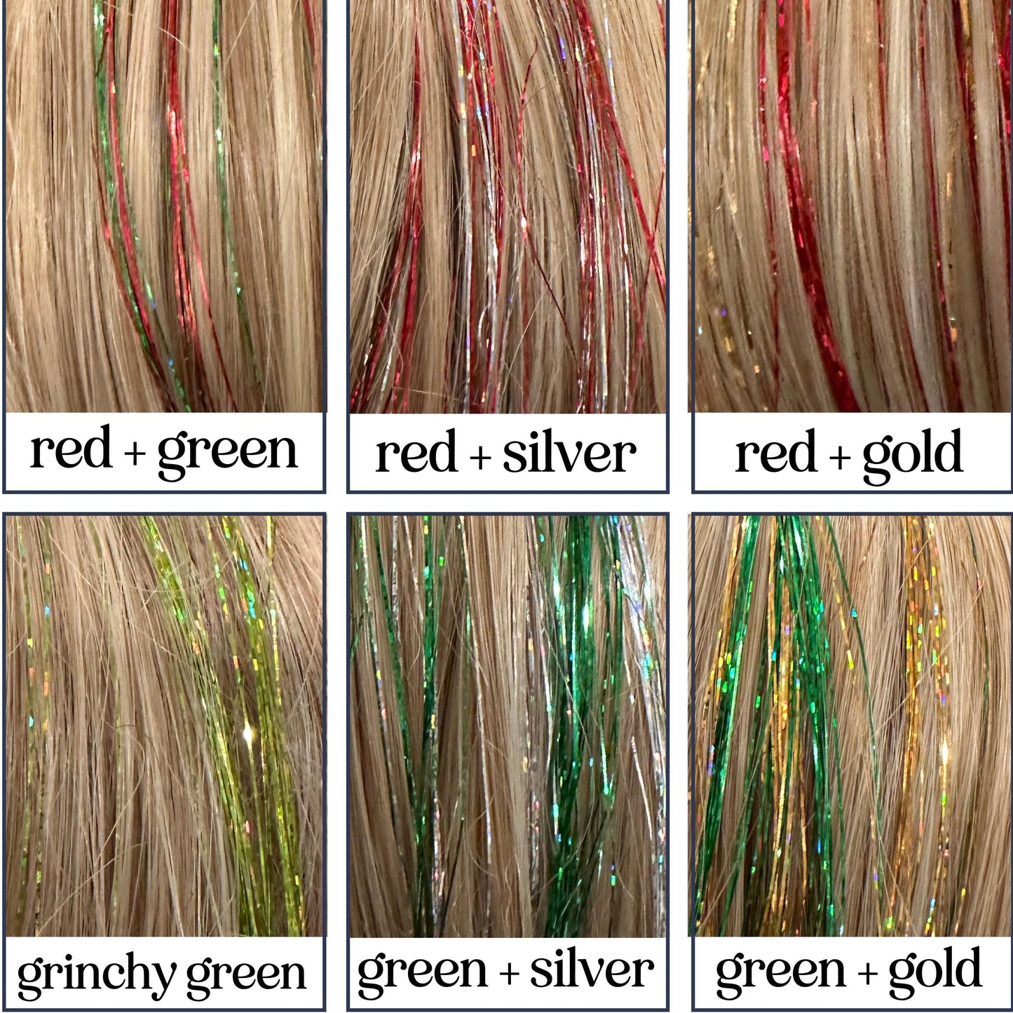 Christmas Hair Tinsel Festive Holiday Party Hair Clips Red Green Accessories for Kids and Teens Sparkly Fairy Hair Accessory Gifts under 20