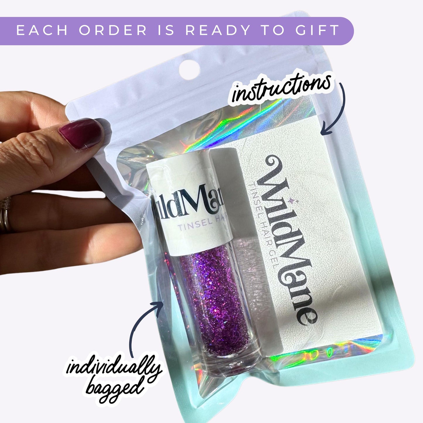 CUSTOM Beard Gel Sparkly Tinsel Glitter Hair Body Glitter Gel Personalized Accessories for Mustache and Face Christmas Stocking Stuffer
