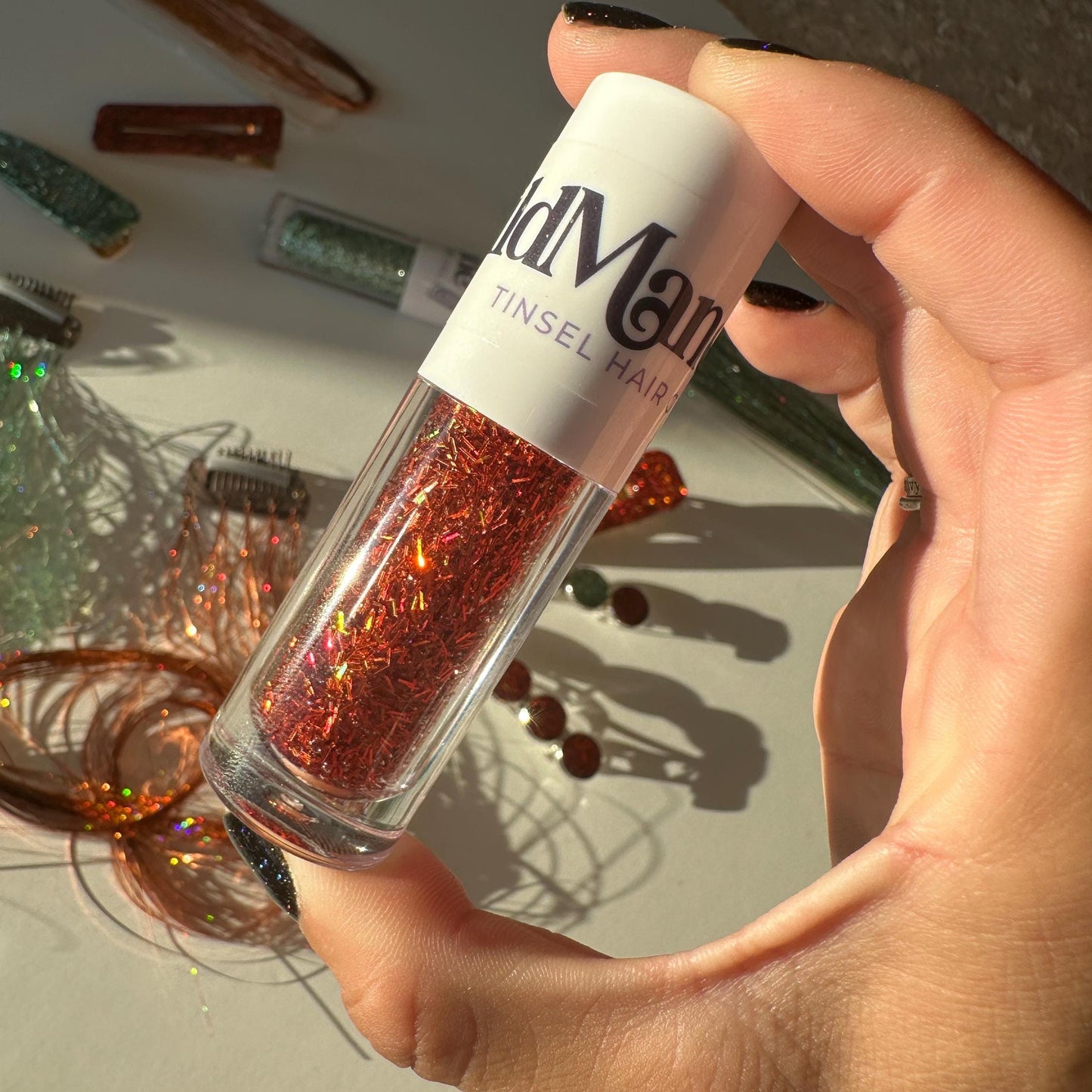 Showgirl Orange Tinsel Hair Gel