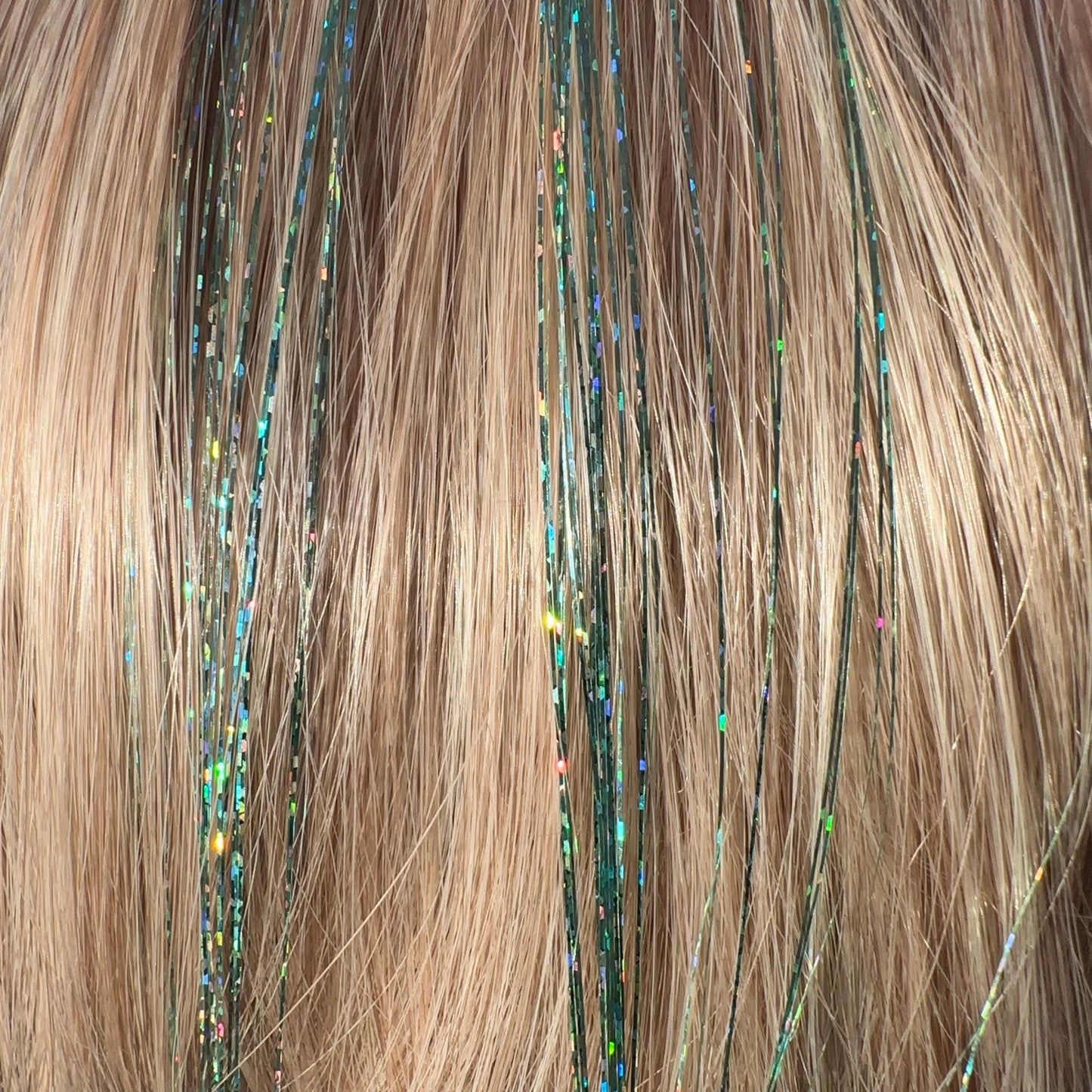 Showgirl Mint Clip In Hair Tinsel Extensions