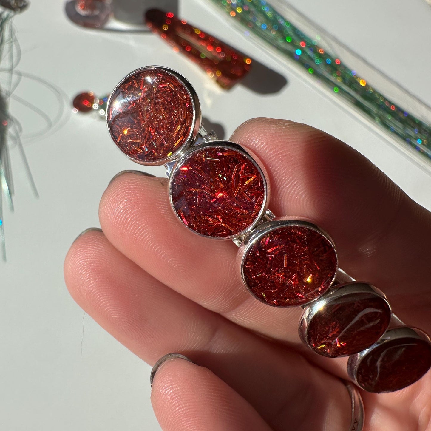 Showgirl Handmade Orange and Mint Resin Barrette