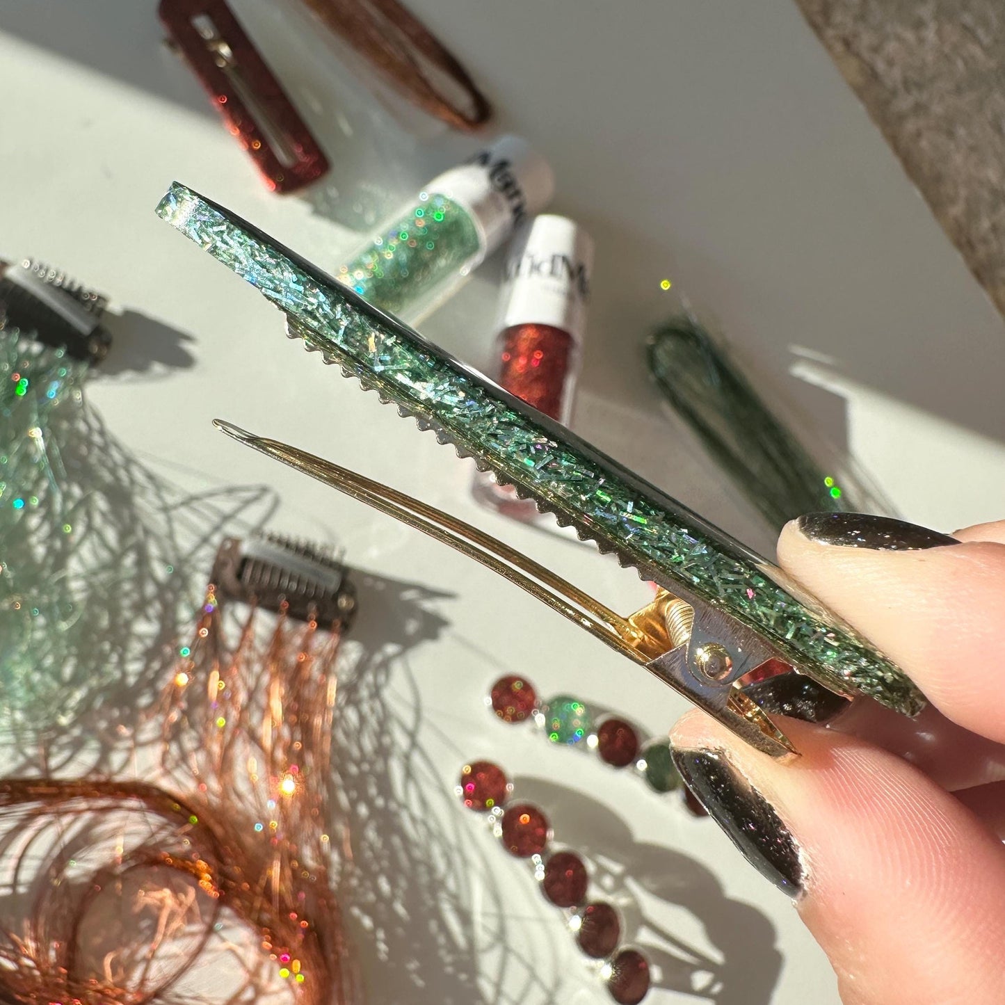Showgirl Sparkly Resin Alligator Hair Clips