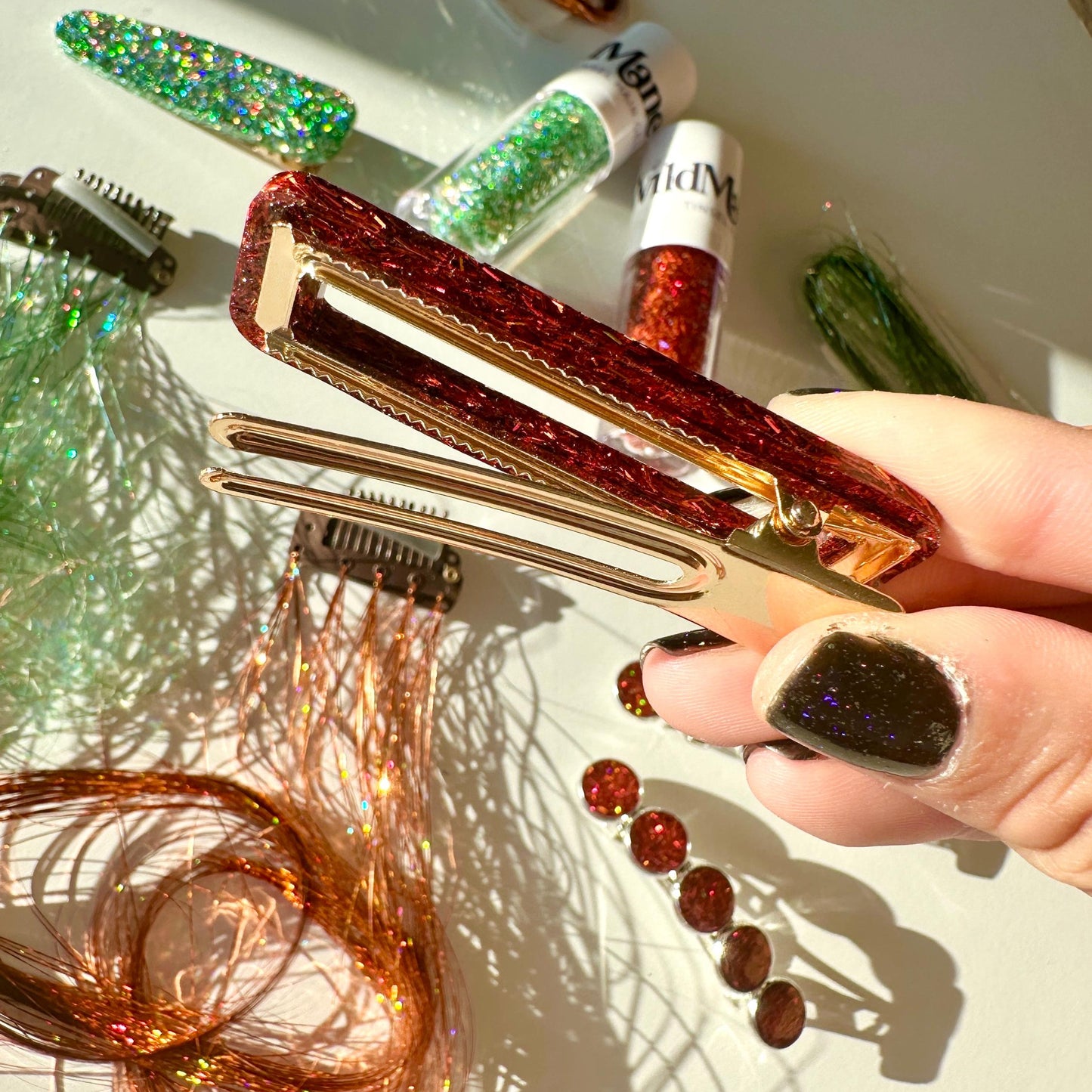 Showgirl Sparkly Resin Alligator Hair Clips