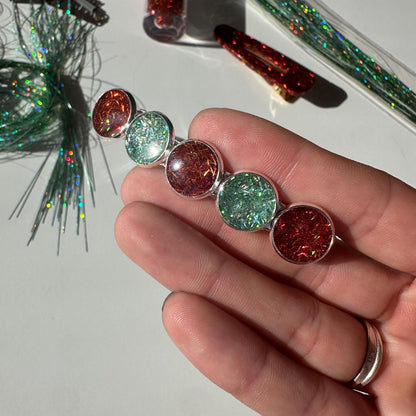 Showgirl Handmade Orange and Mint Resin Barrette
