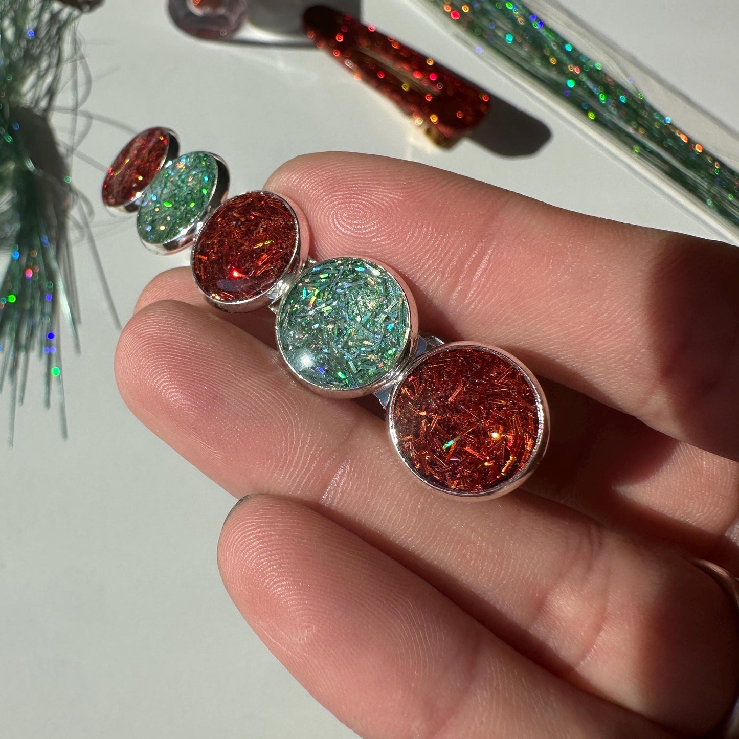 Showgirl Handmade Orange and Mint Resin Barrette