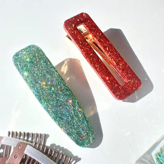 Showgirl Sparkly Resin Alligator Hair Clips